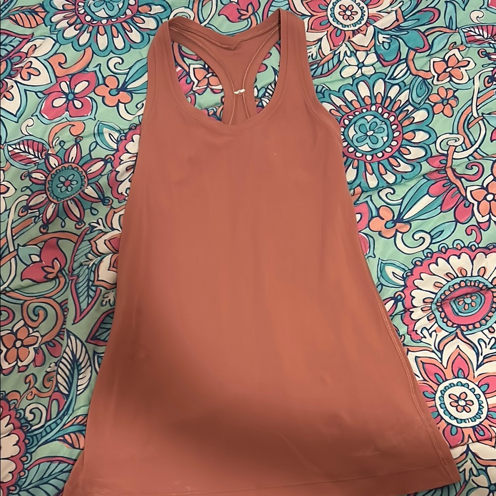 Lululemon Athletica Orange Fitted Backless Tank Top